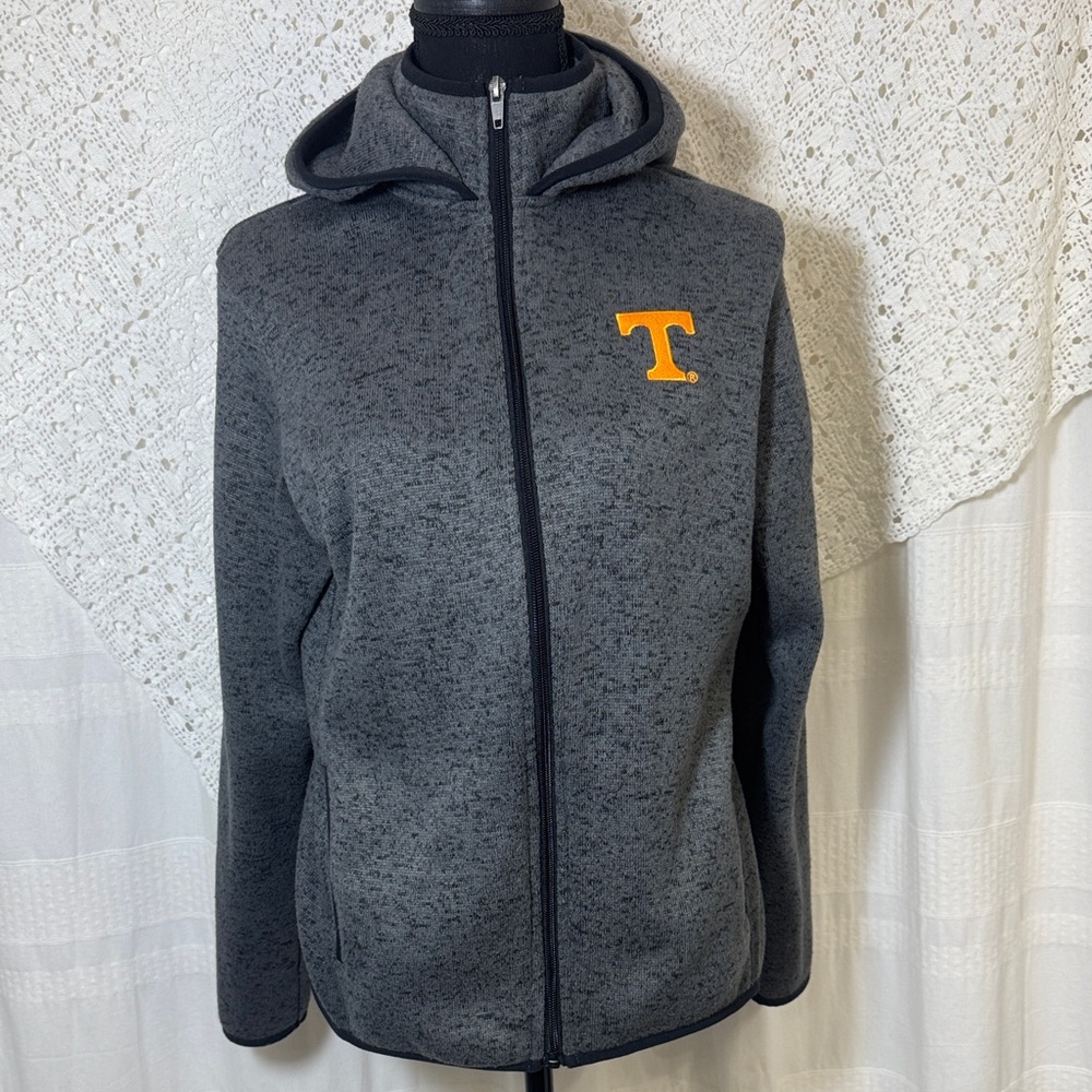 Dark Gray Women’s Hooded Jacket With Tennessee Orange Accent